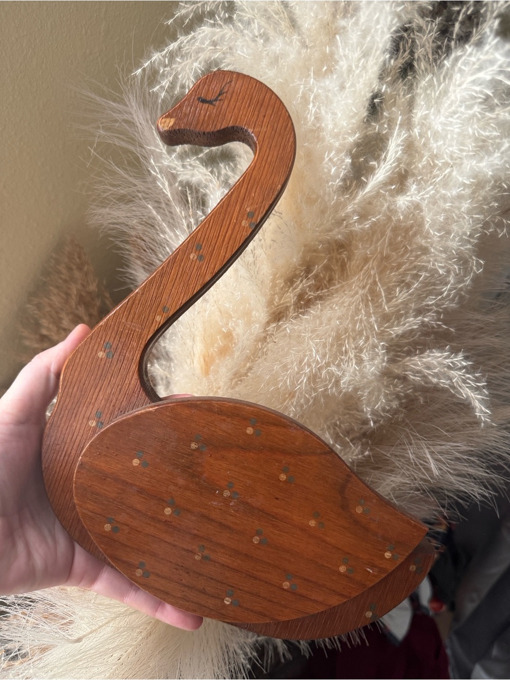 Wooden Swan Decorative Accent - Rustic Brown
